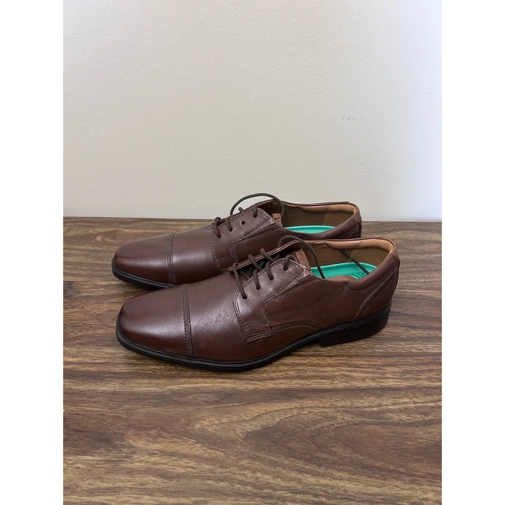 Clarks Collection Whiddon Cap‎ Mens Dark Brown Leather Oxford Shoes 9.5 M